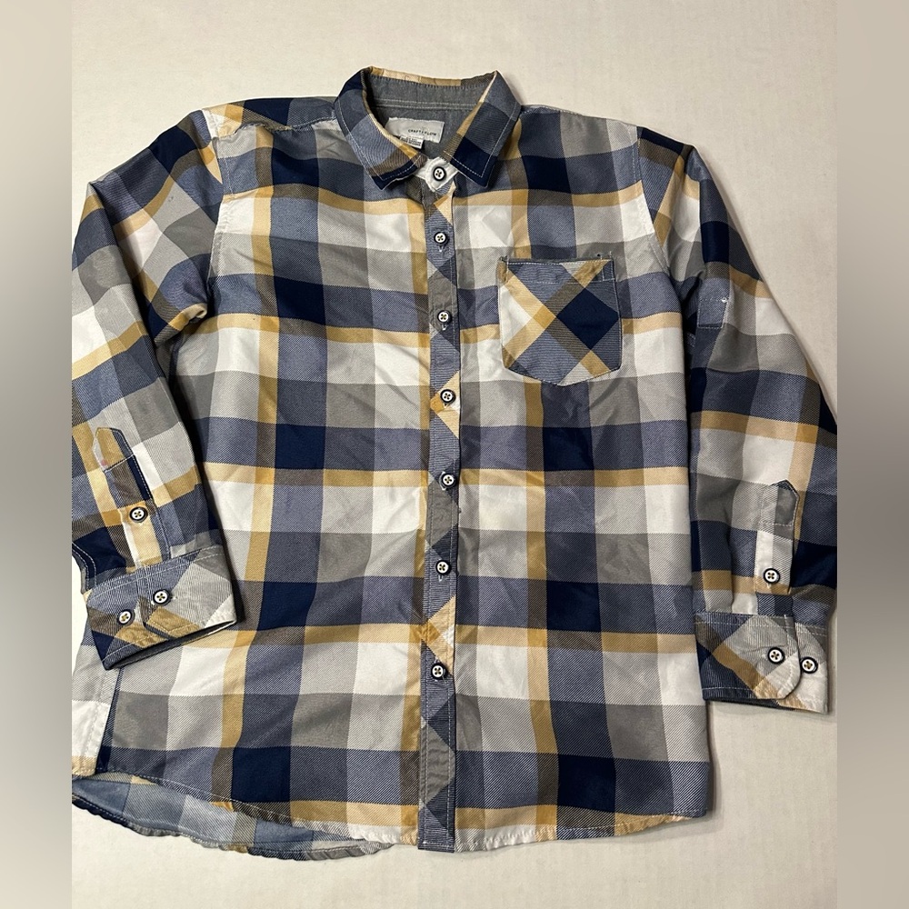 Craft and Flow Big Boy Blue Plaid  Long Sleeve Casual Button Down Shirt Medium